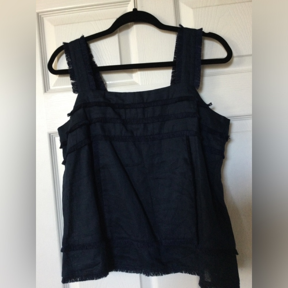 J Crew Navy Linen Top NWT - Picture 6 of 8